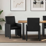 Vidaxl eetkamerstoelen met wieltjes 2 st kunstleer zwart