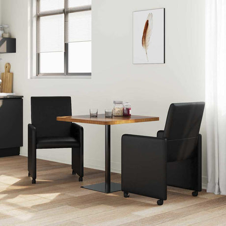 Vidaxl eetkamerstoelen met wieltjes 2 st kunstleer zwart