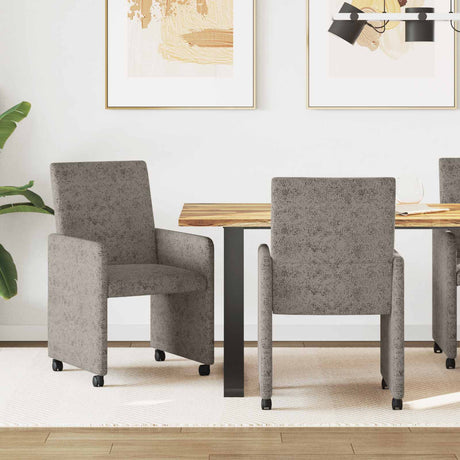 Vidaxl eetkamerstoelen met wieltjes 2 st faux suede leer lichtgrijs