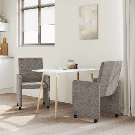 Vidaxl eetkamerstoelen met wieltjes 2 st faux suede leer lichtgrijs