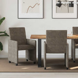Vidaxl eetkamerstoelen met wieltjes 2 st faux suede leer donkergrijs