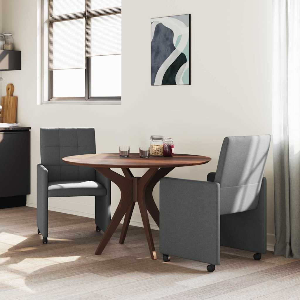 Vidaxl eetkamerstoelen met wieltjes 2 st stof donkergrijs