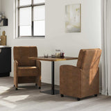 Vidaxl eetkamerstoelen met wieltjes 2 st faux suede leer bruin