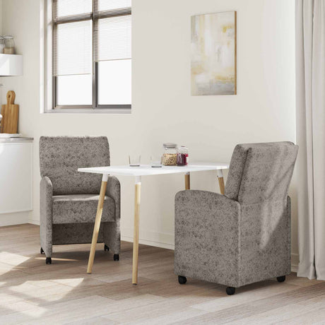 Vidaxl eetkamerstoelen met wieltjes 2 st faux suede leer lichtgrijs
