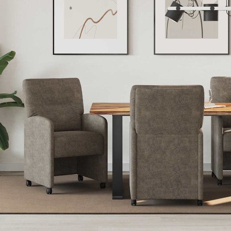 Vidaxl eetkamerstoelen met wieltjes 2 st faux suede leer donkergrijs