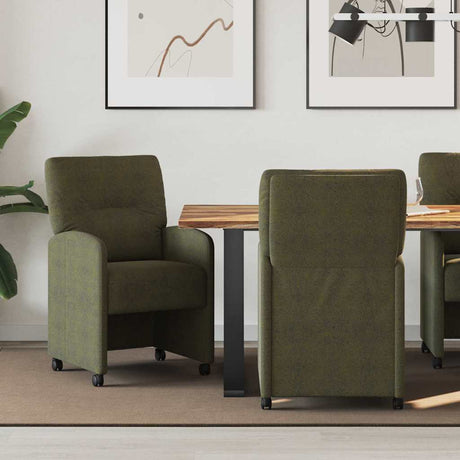 Vidaxl eetkamerstoelen met wieltjes 2 st faux suede leer leger groen