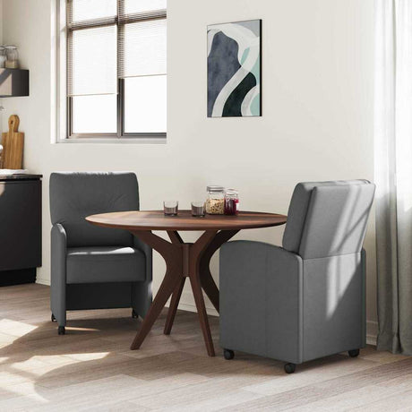 Vidaxl eetkamerstoelen met wieltjes 2 st stof donkergrijs