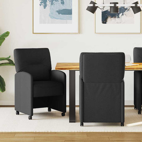 Vidaxl eetkamerstoelen met wieltjes 2 st stof zwart 57 x 67 x 95 cm