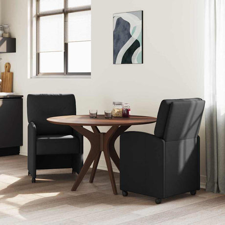 Vidaxl eetkamerstoelen met wieltjes 2 st stof zwart 57 x 67 x 95 cm