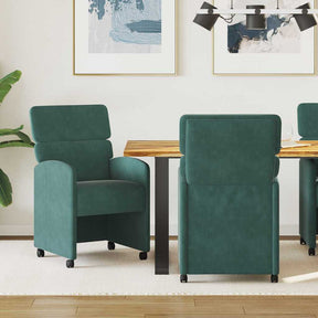 Vidaxl eetkamerstoelen met wieltjes 2 st fluweel donkergroen