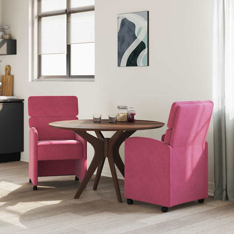 Vidaxl eetkamerstoelen met wieltjes 2 st fluweel wijnrood