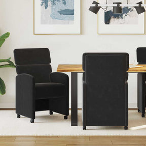Vidaxl eetkamerstoelen met wieltjes 2 st fluweel zwart 58 x 65 x 98 cm