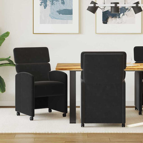 Vidaxl eetkamerstoelen met wieltjes 2 st fluweel zwart 58 x 65 x 98 cm