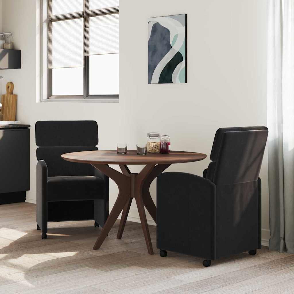 Vidaxl eetkamerstoelen met wieltjes 2 st fluweel zwart 58 x 65 x 98 cm