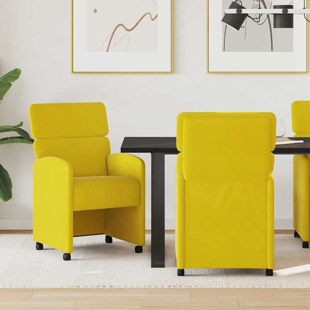 Vidaxl eetkamerstoelen met wieltjes 2 st fluweel geel 58 x 65 x 98 cm