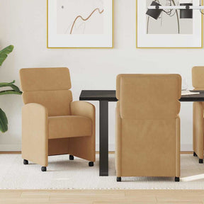 Vidaxl eetkamerstoelen met wieltjes 2 st fluweel bruin 58 x 65 x 98 cm