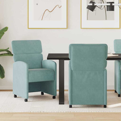 Vidaxl eetkamerstoelen met wieltjes 2 st fluweel zeegroen