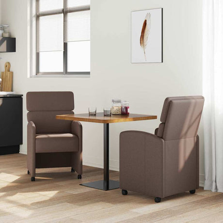 Vidaxl eetkamerstoelen met wieltjes 2 st kunstleer bruin