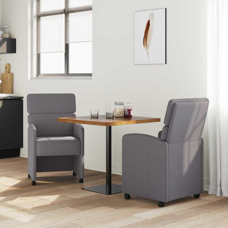 Vidaxl eetkamerstoelen met wieltjes 2 st kunstleer grijs