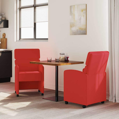 Vidaxl eetkamerstoelen met wieltjes 2 st kunstleer rood