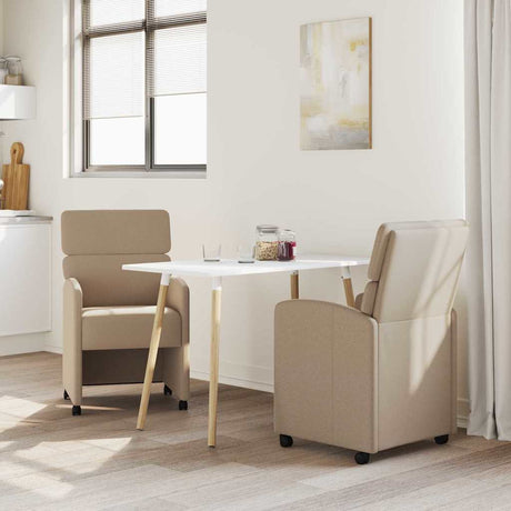 Vidaxl eetkamerstoelen met wieltjes 2 st kunstleer cappuccino