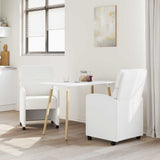 Vidaxl eetkamerstoelen met wieltjes 2 st kunstleer wit 58 x 65 x 98 cm
