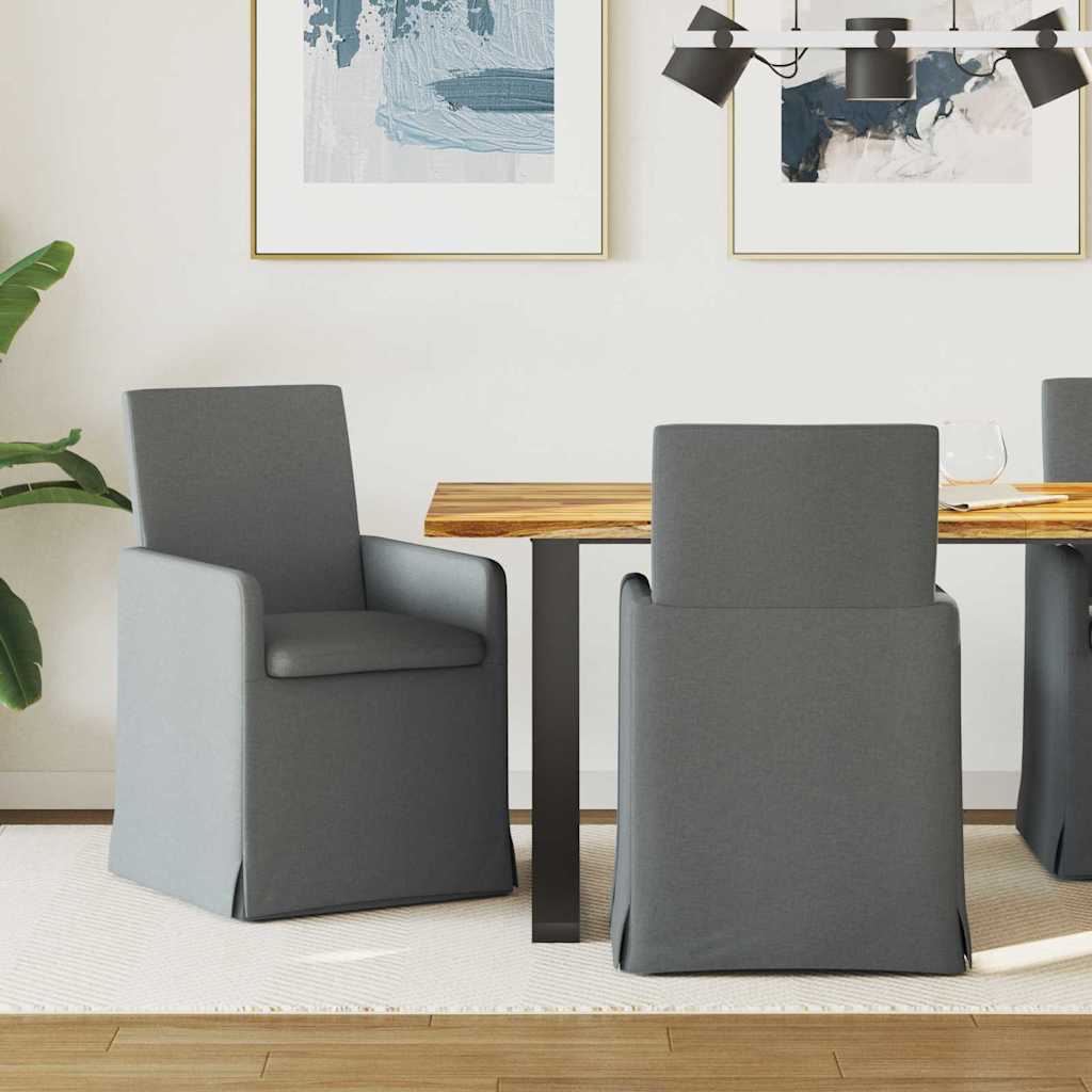 Vidaxl eettafelstoelen 2 st stof donkergrijs 57 x 68 x 94 cm