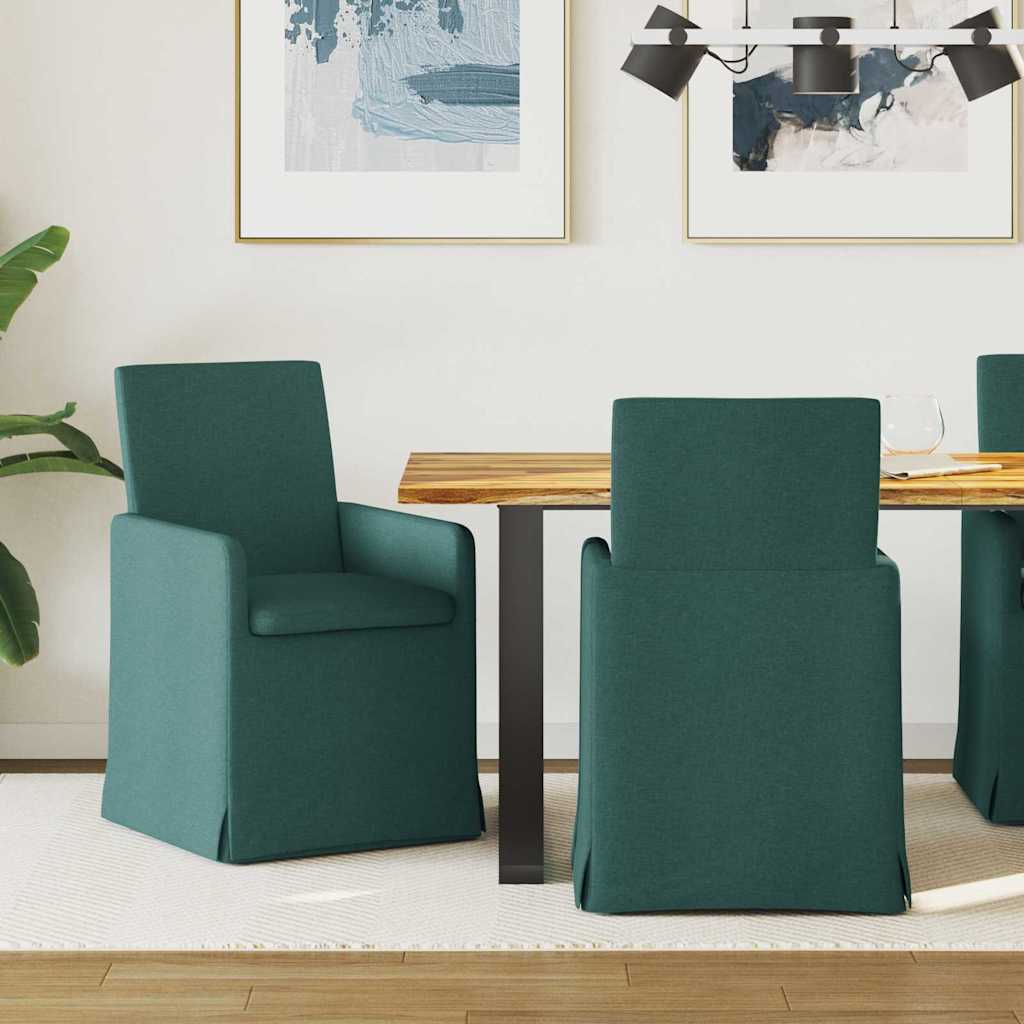 Vidaxl eettafelstoelen 2 st stof donkergroen 57 x 68 x 94 cm