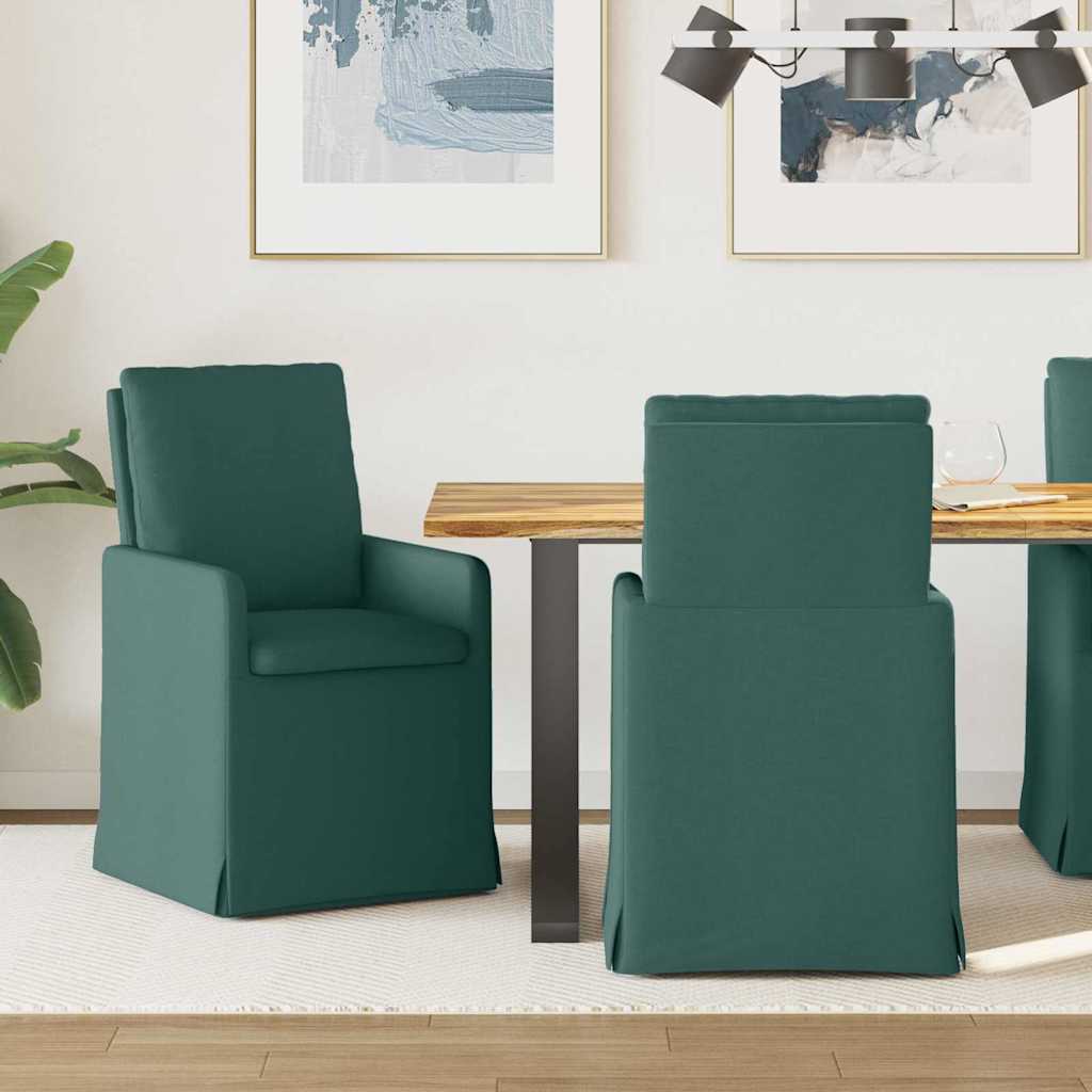 Vidaxl eettafelstoelen 2 st stof donkergroen 57 x 67 x 98 cm