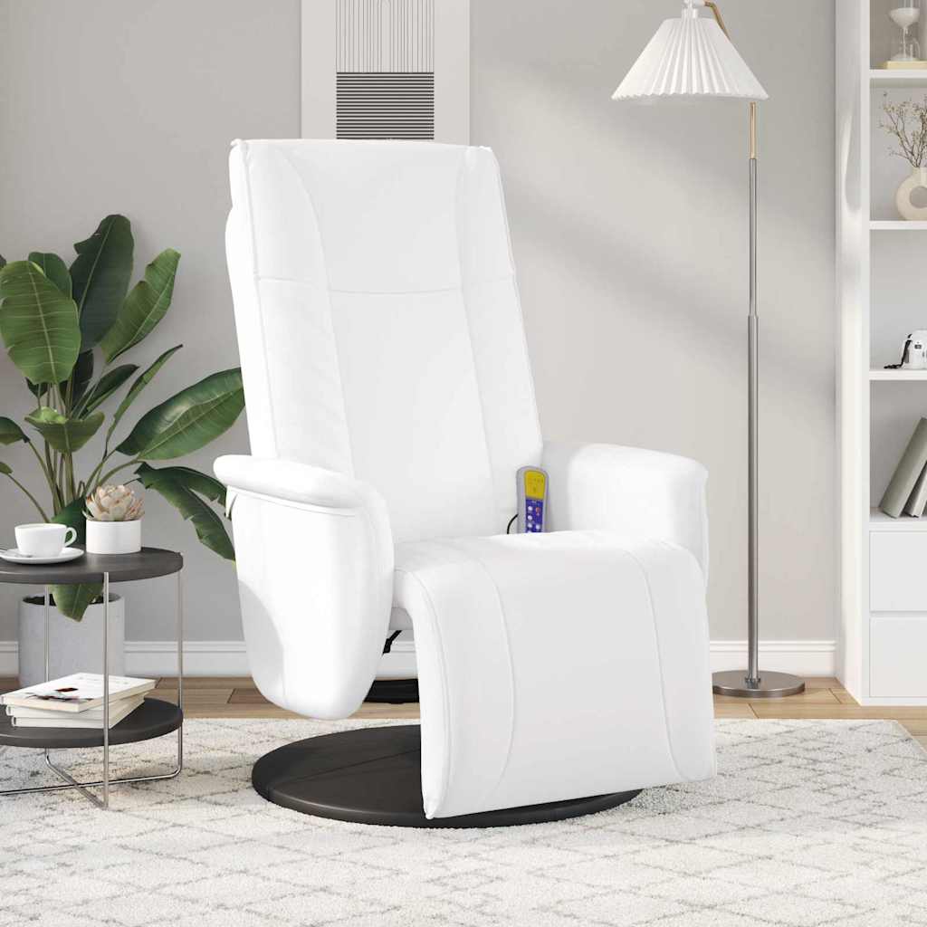 Vidaxl draaibare massagestoel wit 71 x 90 x 105 cm nep leer