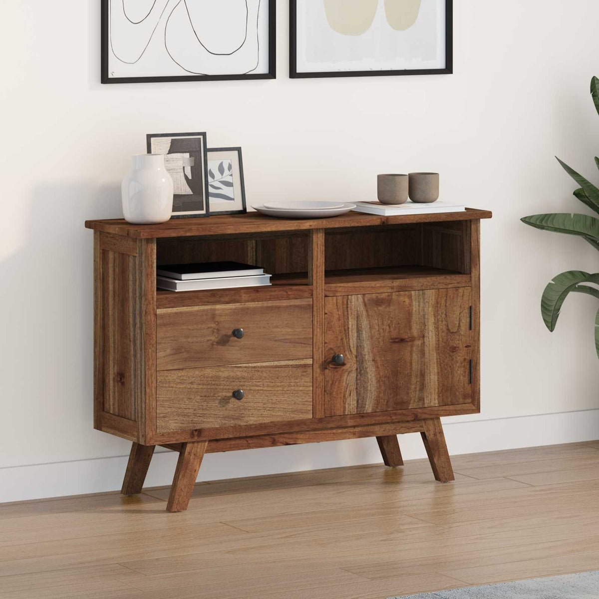 Vidaxl dressoir naturel 100 x 30 x 68 cm massief teakhout