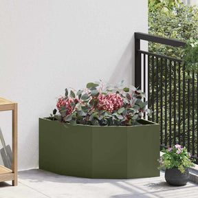 Vidaxl hoek plantbak olijfgroen 60 x 60 x 35 cm staal