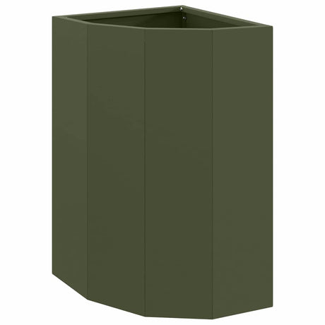 Vidaxl hoek plantbak olijfgroen 30 x 30 x 50 cm staal