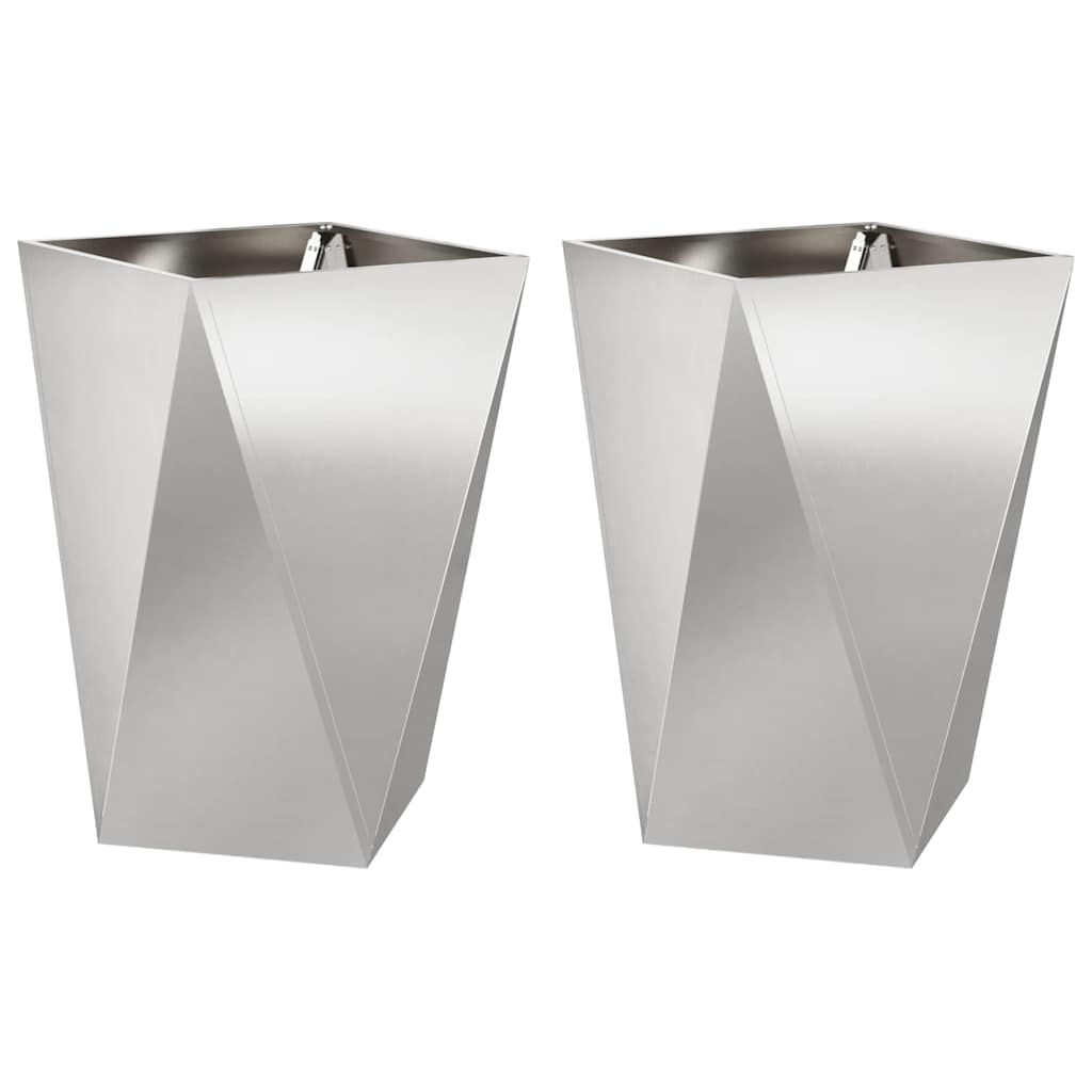 Vidaxl plantenbak 2 pcs zilver 50 x 50 x 75 cm roestvrij staal