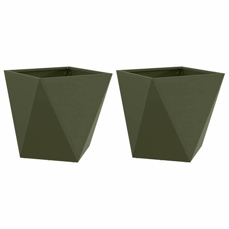 Vidaxl plantenbak 2 pcs olijf groen 40 x 40 x 40 cm staal