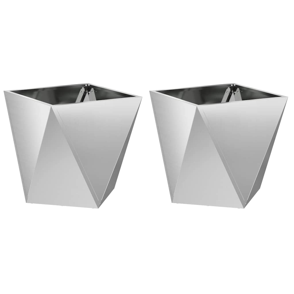 Vidaxl plantenbak 2 pcs zilver 50 x 50 x 50 cm gegalvaniseerd staal
