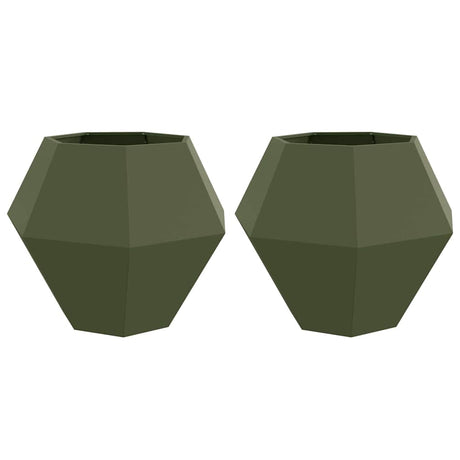 Vidaxl plantenbak 2 pcs olijf groen 100 x 100 x 80 cm staal