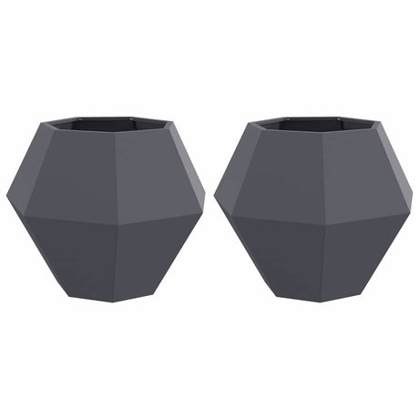 Vidaxl plantenbak 2 pcs antraciet 75 x 75 x 60 cm staal