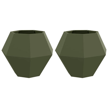 Vidaxl plantenbak 2 pcs olijf groen 75 x 75 x 60 cm staal