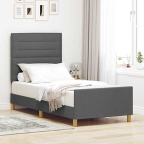 Vidaxl bedframe met hoofdeinde donkergrijs 80 x 200 cm stof