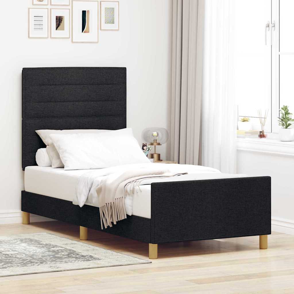 Vidaxl bedframe met hoofdeinde zwart 80 x 200 cm stof