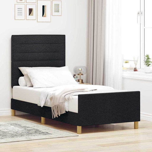Vidaxl bedframe met hoofdeinde zwart 80 x 200 cm stof