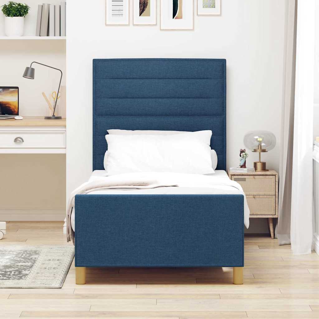Vidaxl bedframe met hoofdeinde blauw 90 x 190 cm stof