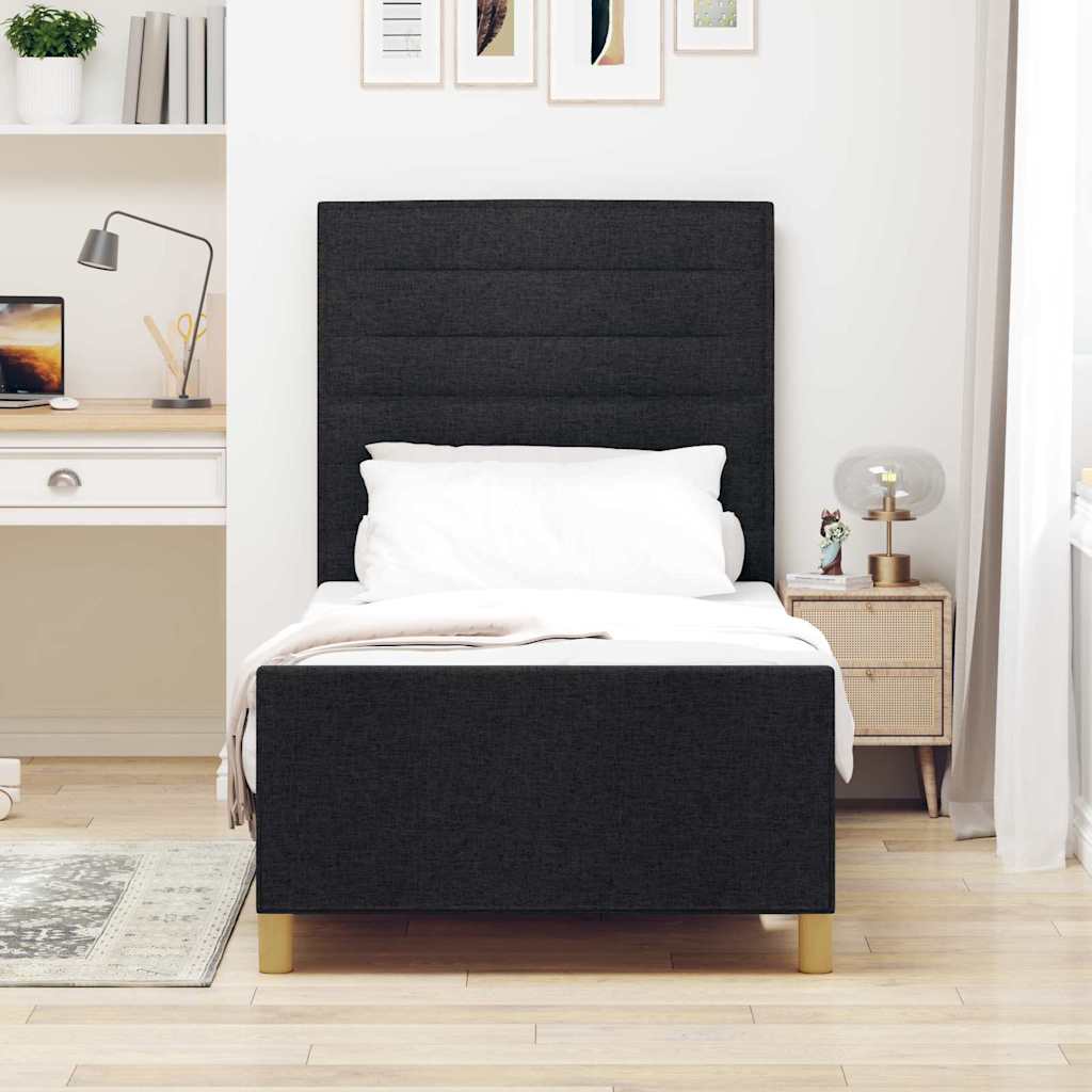 Vidaxl bedframe met hoofdeinde zwart 90 x 200 cm stof