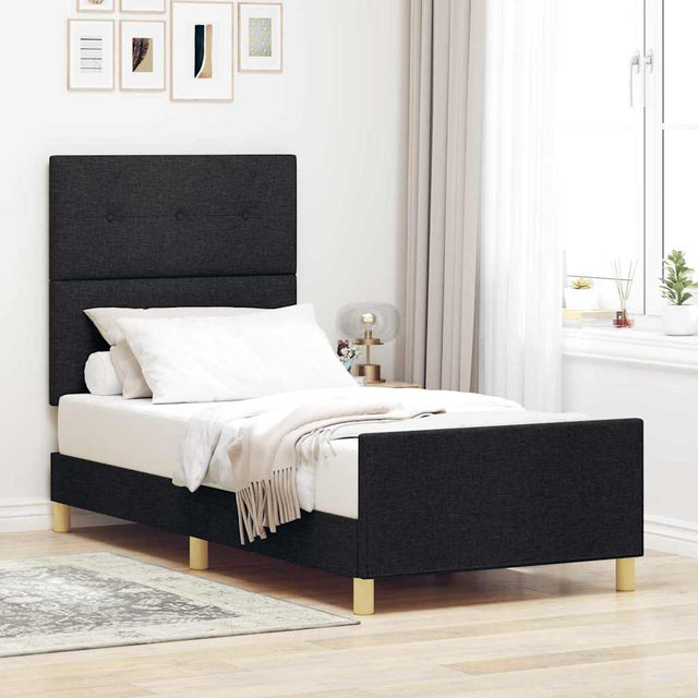 Vidaxl bedframe met hoofdeinde zwart 80 x 200 cm stof