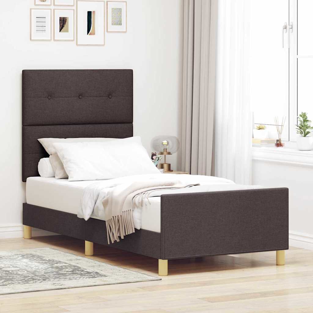 Vidaxl bedframe met hoofdeinde donkerbruin 80 x 200 cm stof