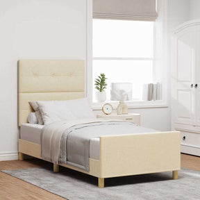 Vidaxl bedframe met hoofdeinde crème 80 x 200 cm stof