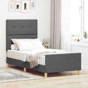 Vidaxl bedframe met hoofdeinde donkergrijs 90 x 190 cm stof