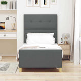 Vidaxl bedframe met hoofdeinde donkergrijs 90 x 190 cm stof