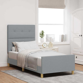 Vidaxl bedframe met hoofdeinde lichtgrijs 90 x 200 cm stof